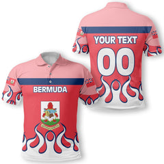 Bermuda Polo Shirt Flag & Coat Of Arms Fire Hockey Style