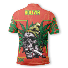 Bolivia Polo Shirt Flag & Coat Of Arms Marijuanas Style