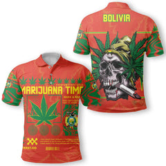 Bolivia Polo Shirt Flag & Coat Of Arms Marijuanas Style