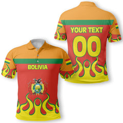 Bolivia Polo Shirt Flag & Coat Of Arms Fire Hockey Style