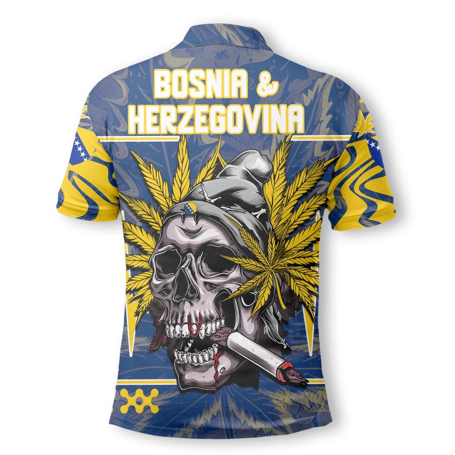 Bosnia and Herzegovina Polo Shirt Flag & Coat Of Arms Marijuanas Style