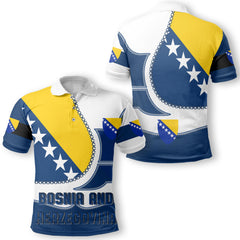 Bosnia and Herzegovina Polo Shirt Flag & Coat Of Arms Leather Style