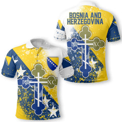 Bosnia and Herzegovina Polo Shirt Flag & Coat Of Arms Orthodox Style