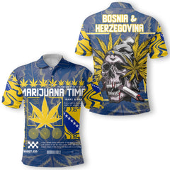 Bosnia and Herzegovina Polo Shirt Flag & Coat Of Arms Marijuanas Style