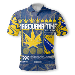 Bosnia and Herzegovina Polo Shirt Flag & Coat Of Arms Marijuanas Style