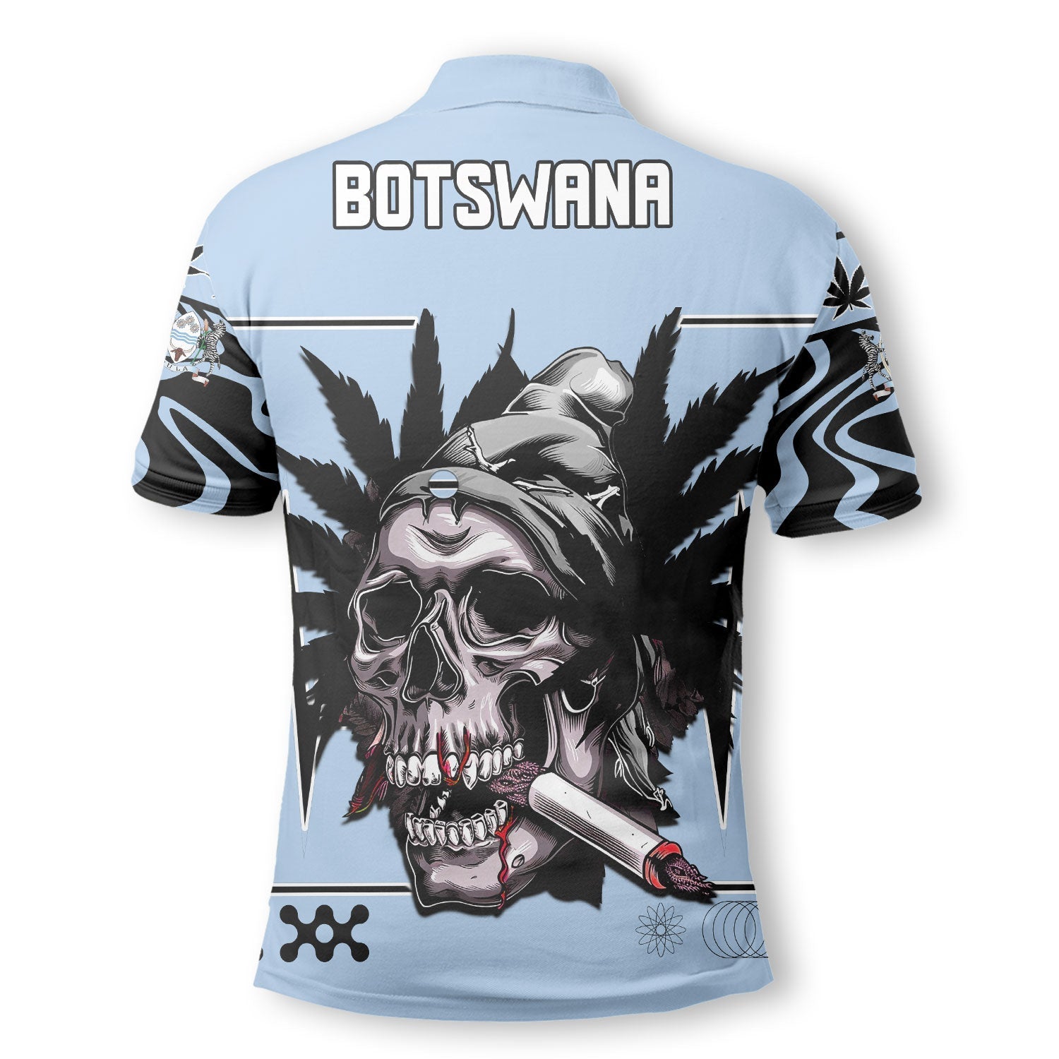 Botswana Polo Shirt Flag & Coat Of Arms Marijuanas Style