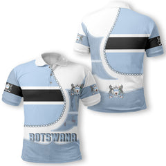 Botswana Polo Shirt Flag & Coat Of Arms Leather Style