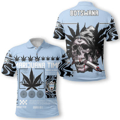 Botswana Polo Shirt Flag & Coat Of Arms Marijuanas Style