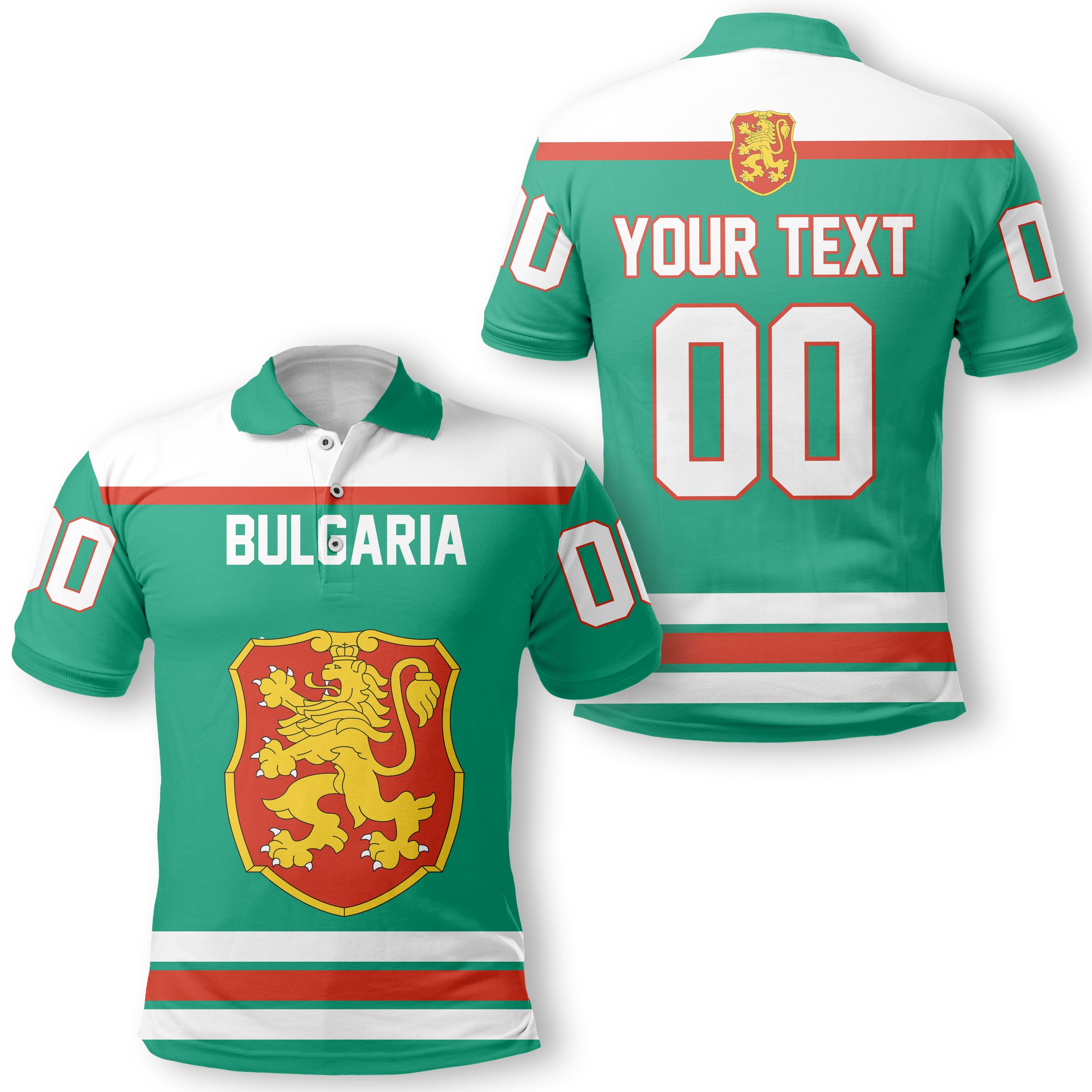 Bulgaria Polo Shirt Flag & Coat Of Arms Hockey Style