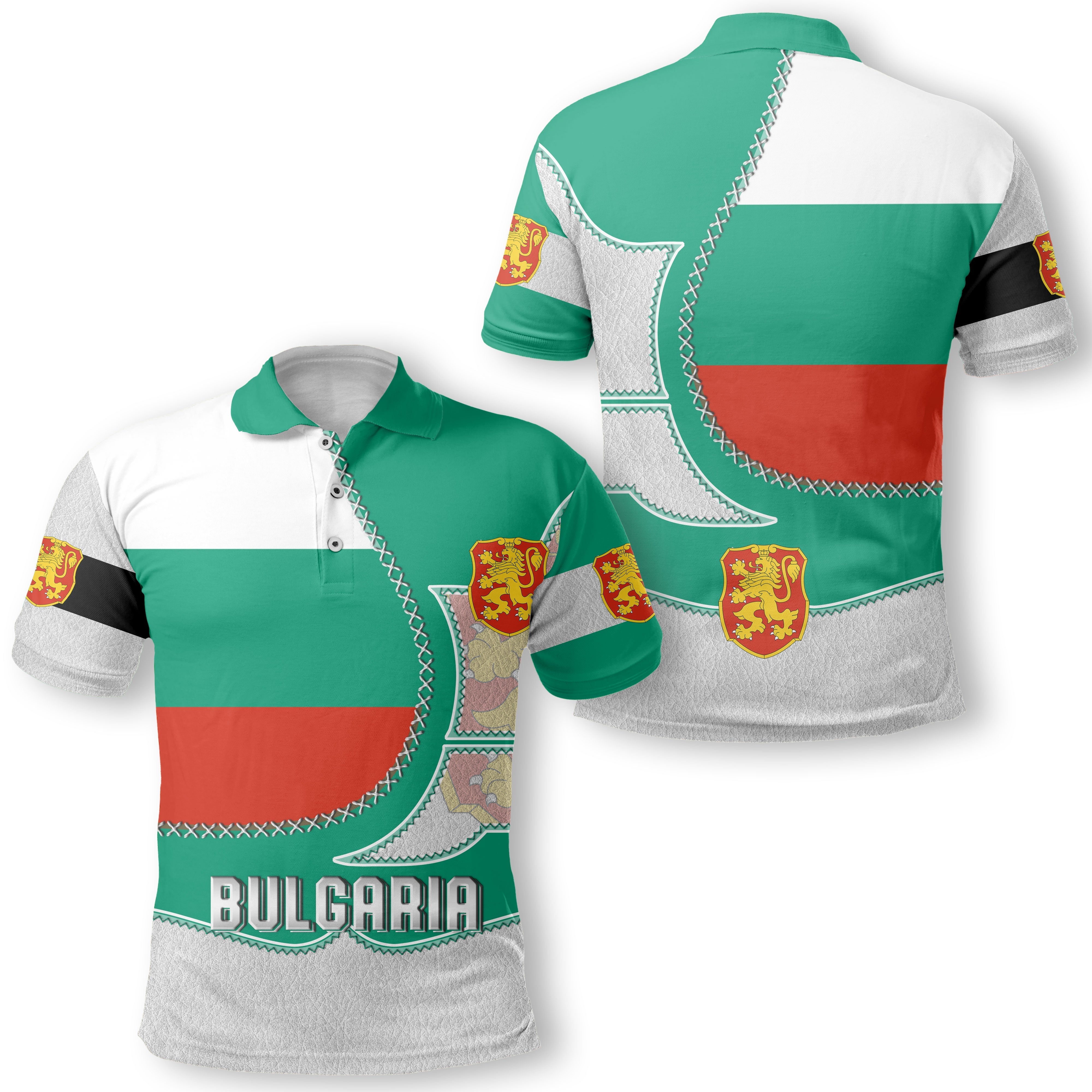 Bulgaria Polo Shirt Flag & Coat Of Arms Leather Style