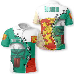 Bulgaria Polo Shirt Flag & Coat Of Arms Skull Style