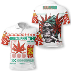 Bulgaria Polo Shirt Flag & Coat Of Arms Marijuanas Style