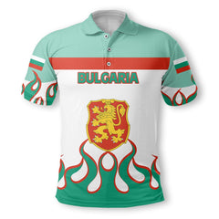 Bulgaria Polo Shirt Flag & Coat Of Arms Fire Hockey Style