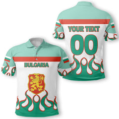 Bulgaria Polo Shirt Flag & Coat Of Arms Fire Hockey Style