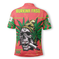 Burkina Faso Polo Shirt Flag & Coat Of Arms Marijuanas Style