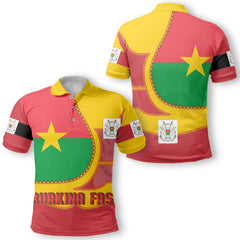 Burkina Faso Polo Shirt Flag & Coat Of Arms Leather Style