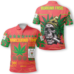 Burkina Faso Polo Shirt Flag & Coat Of Arms Marijuanas Style