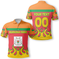 Burkina Faso Polo Shirt Flag & Coat Of Arms Fire Hockey Style