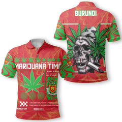 Burundi Polo Shirt Flag & Coat Of Arms Marijuanas Style