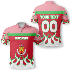 Burundi Polo Shirt Flag & Coat Of Arms Fire Hockey Style