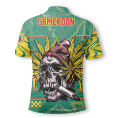 Cameroon Polo Shirt Flag & Coat Of Arms Marijuanas Style