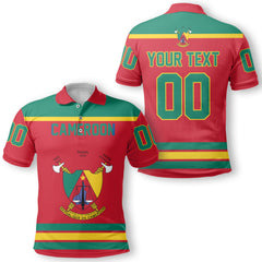 Cameroon Polo Shirt Flag & Coat Of Arms Hockey Style