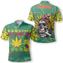 Cameroon Polo Shirt Flag & Coat Of Arms Marijuanas Style