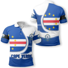 Cape Verde Polo Shirt Flag & Coat Of Arms Leather Style