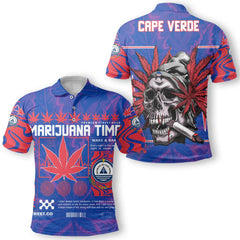 Cape Verde Polo Shirt Flag & Coat Of Arms Marijuanas Style