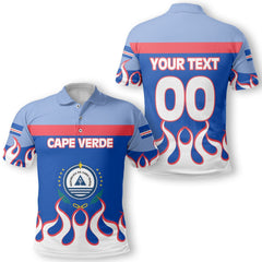 Cape Verde Polo Shirt Flag & Coat Of Arms Fire Hockey Style