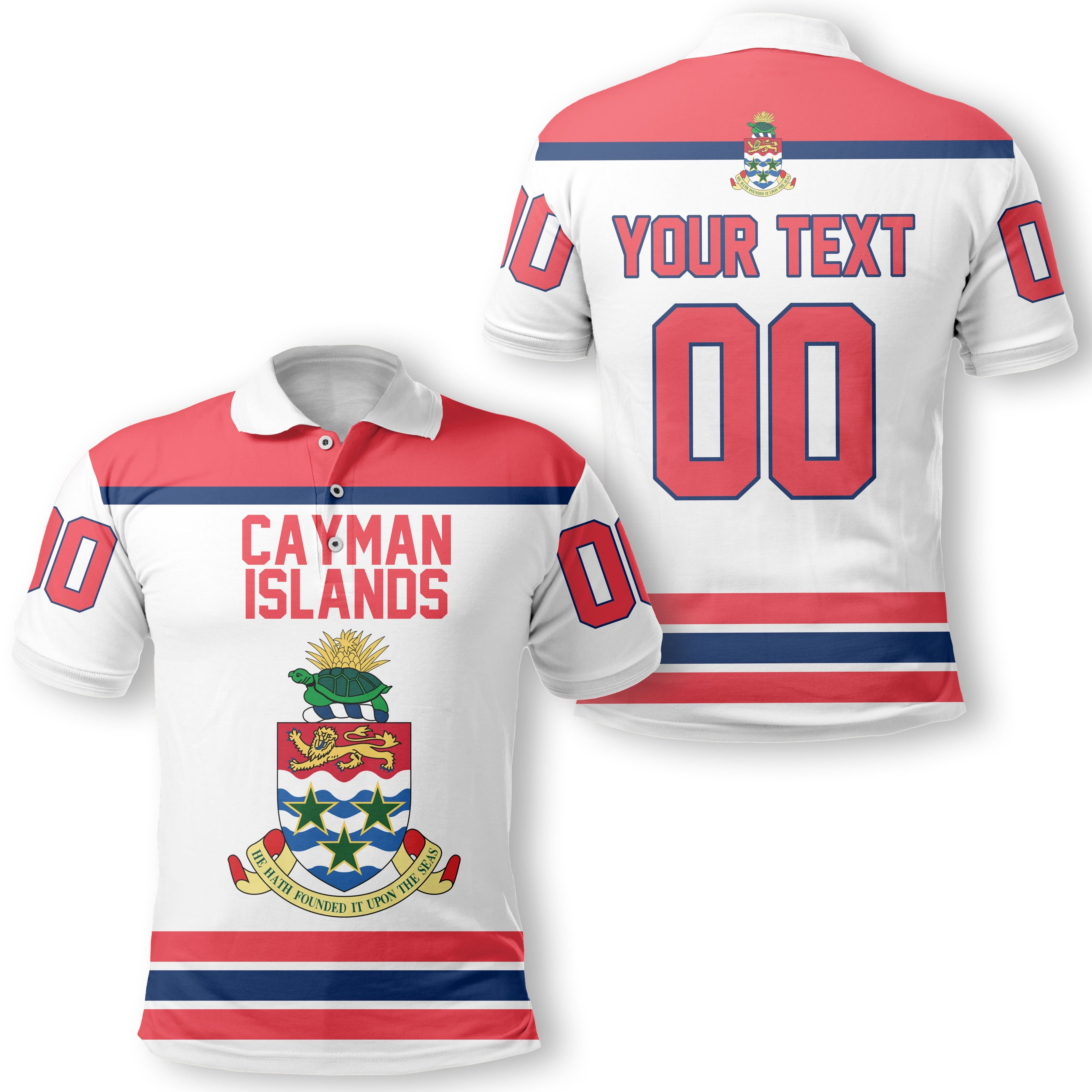 Cayman Islands Polo Shirt Flag & Coat Of Arms Hockey Style