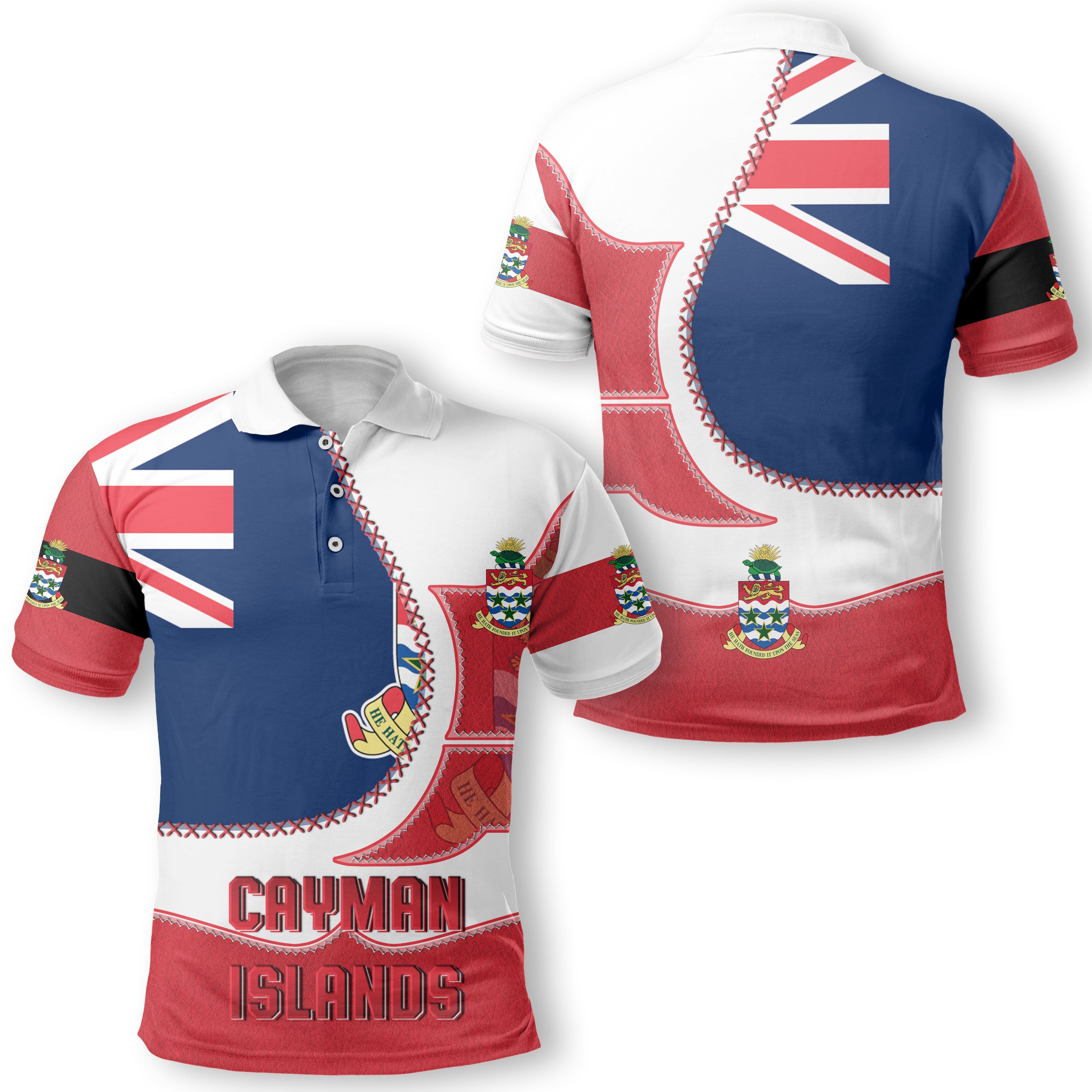 Cayman Islands Polo Shirt Flag & Coat Of Arms Leather Style