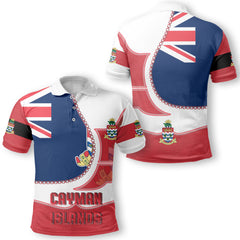 Cayman Islands Polo Shirt Flag & Coat Of Arms Leather Style