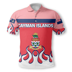 Cayman Islands Polo Shirt Flag & Coat Of Arms Fire Hockey Style