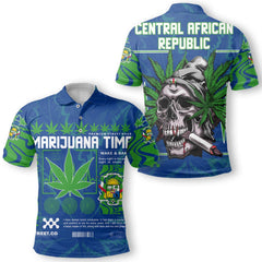 Central African Republic Polo Shirt Flag & Coat Of Arms Marijuanas Style