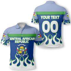 Central African Republic Polo Shirt Flag & Coat Of Arms Fire Hockey Style