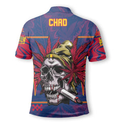 Chad Polo Shirt Flag & Coat Of Arms Marijuanas Style