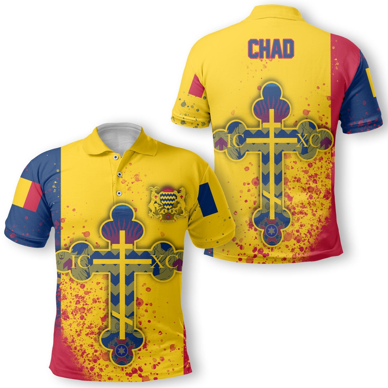 Chad Polo Shirt Flag & Coat Of Arms Orthodox Style