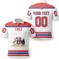 Chile Polo Shirt Flag & Coat Of Arms Hockey Style