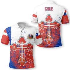 Chile Polo Shirt Flag & Coat Of Arms Orthodox Style