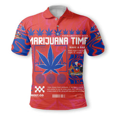 Chile Polo Shirt Flag & Coat Of Arms Marijuanas Style