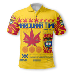 Colombia Polo Shirt Flag & Coat Of Arms Marijuanas Style