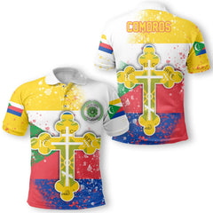 Comoros Polo Shirt Flag & Coat Of Arms Orthodox Style