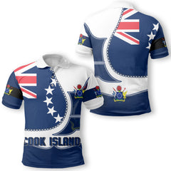 Cook Islands Polo Shirt Flag & Coat Of Arms Leather Style