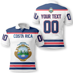 Costa Rica Polo Shirt Flag & Coat Of Arms Hockey Style