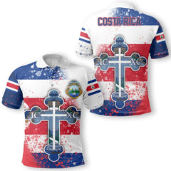 Costa Rica Polo Shirt Flag & Coat Of Arms Orthodox Style