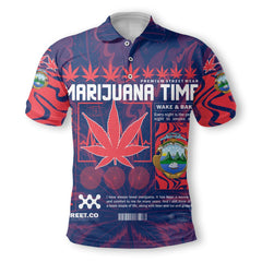 Costa Rica Polo Shirt Flag & Coat Of Arms Marijuanas Style