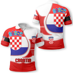 Croatia Polo Shirt Flag & Coat Of Arms Leather Style