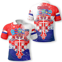 Croatia Polo Shirt Flag & Coat Of Arms Orthodox Style