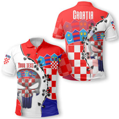 Croatia Polo Shirt Flag & Coat Of Arms Skull Style